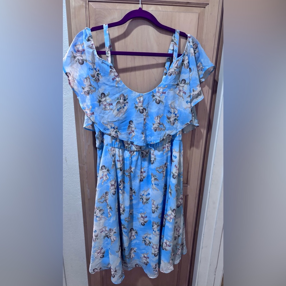 NWT Torrid Women’s Size 2 Sky Blue Cupid Pattern Dress